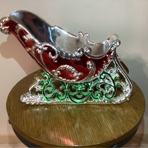 Victorian Style Red, Green & Silver Sleigh